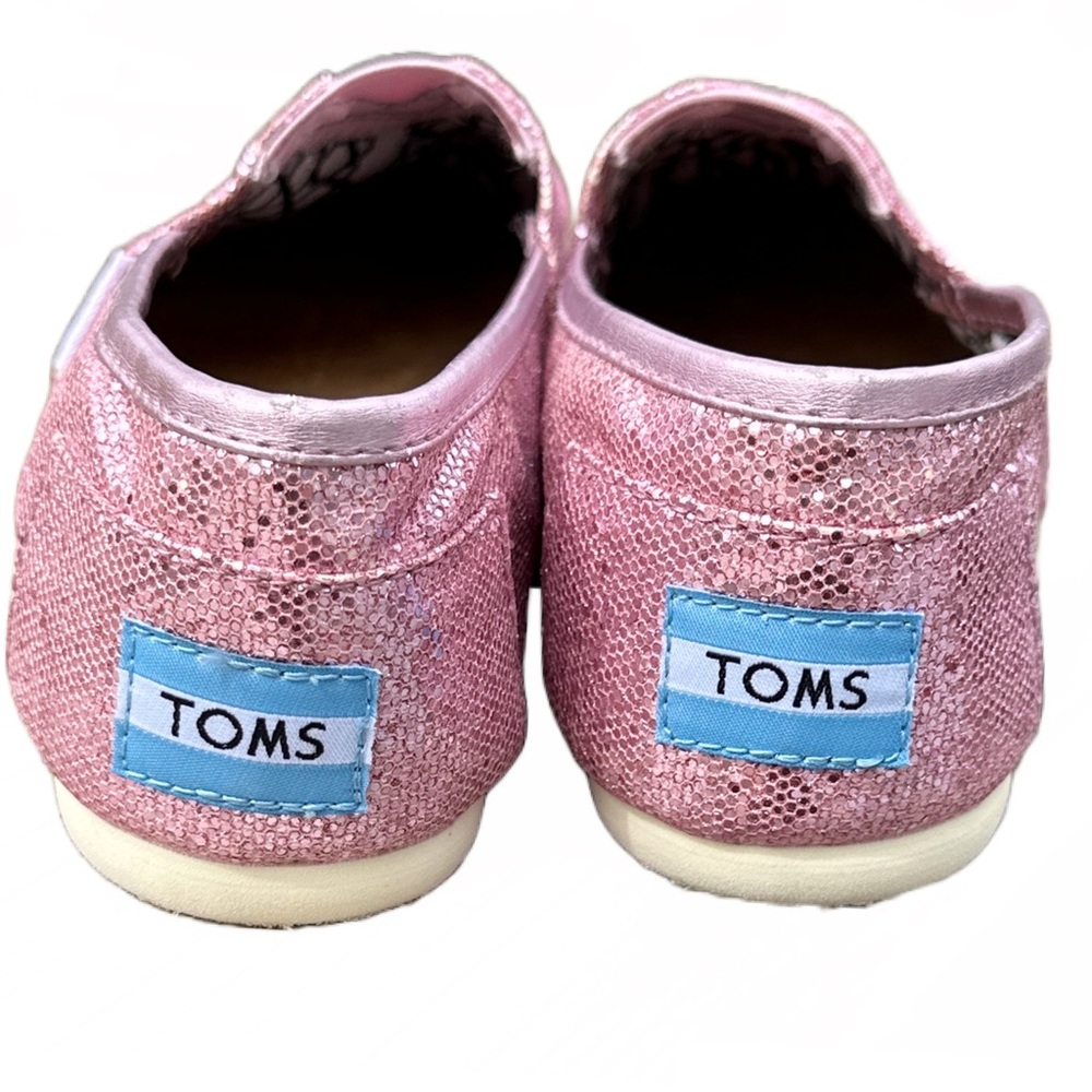 TOMS Pink Glitter Slip-On Flats Sparkle Balletcore Women’s 6 NWOT - Picture 4 of 9